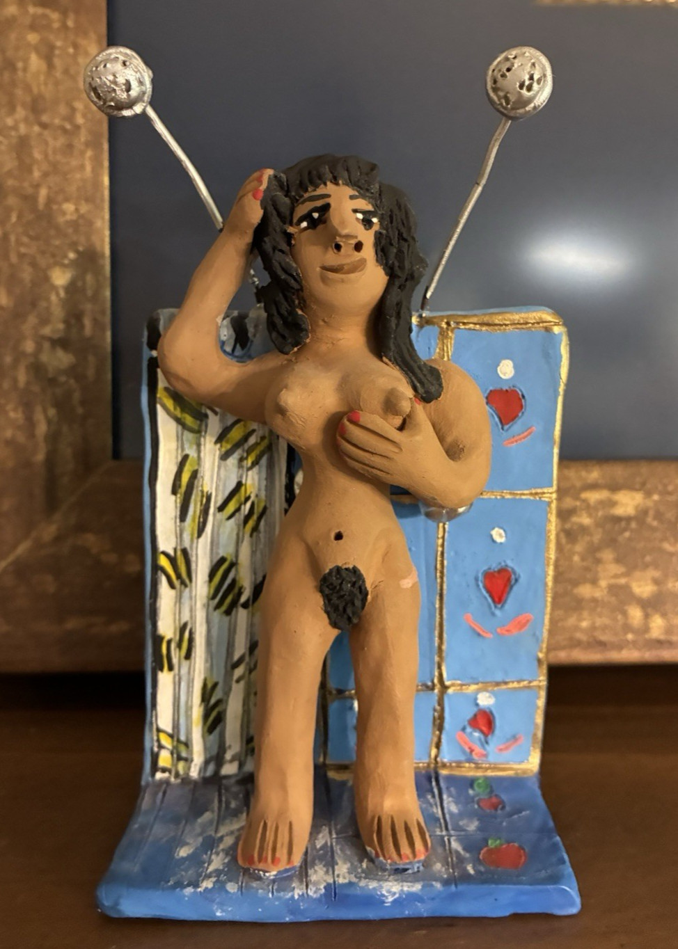 Vintage Josefina Aguilar Shower Scene Oaxacan Clay Folk Art Pottery Signed Vintage Josefina Aguilar Shower Scene Oaxacan Clay Folk Art Pottery Signed