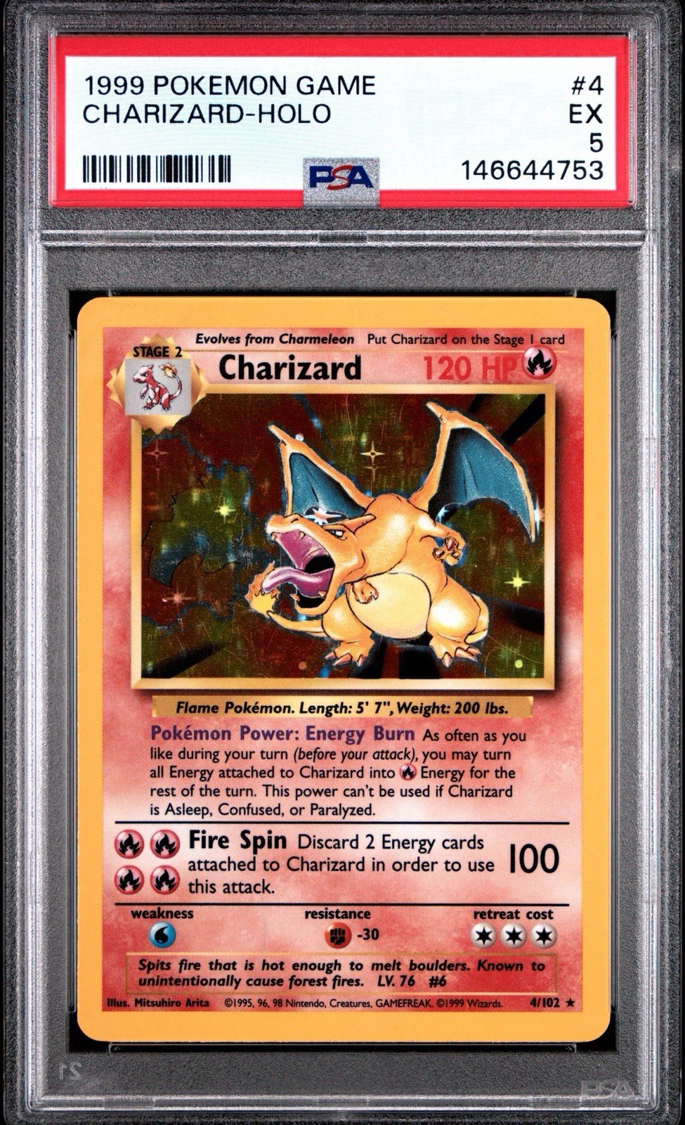 1999 POKEMON BASE SET UNLIMITED #4 CHARIZARD-HOLO PSA 5 1999 POKEMON BASE SET UNLIMITED #4 CHARIZARD-HOLO PSA 5