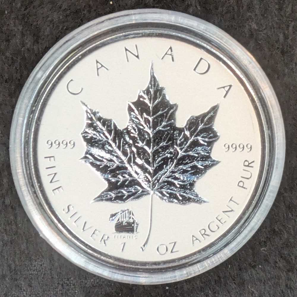 ON SALE - 2012 CANADA SILVER MAPLE LEAF w/ TITANIC PRIVY MARK - 25,000 MINTAGE