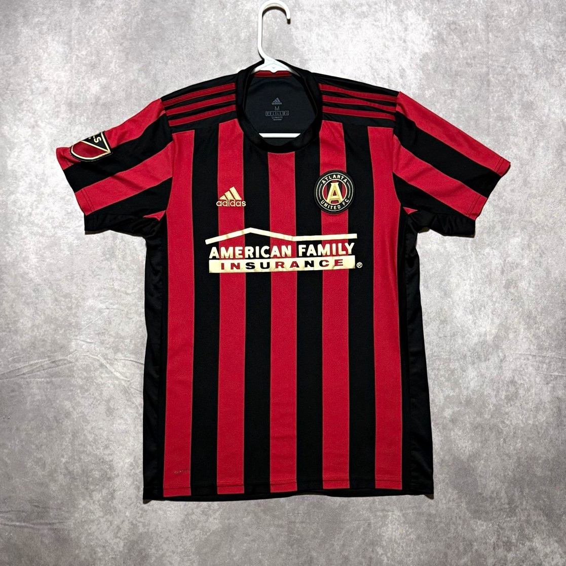 adidas Atlanta United FC MLS Soccer Jersey Climalite Red/Black Size M adidas Atlanta United FC MLS Soccer Jersey Climalite Red/Black Size M