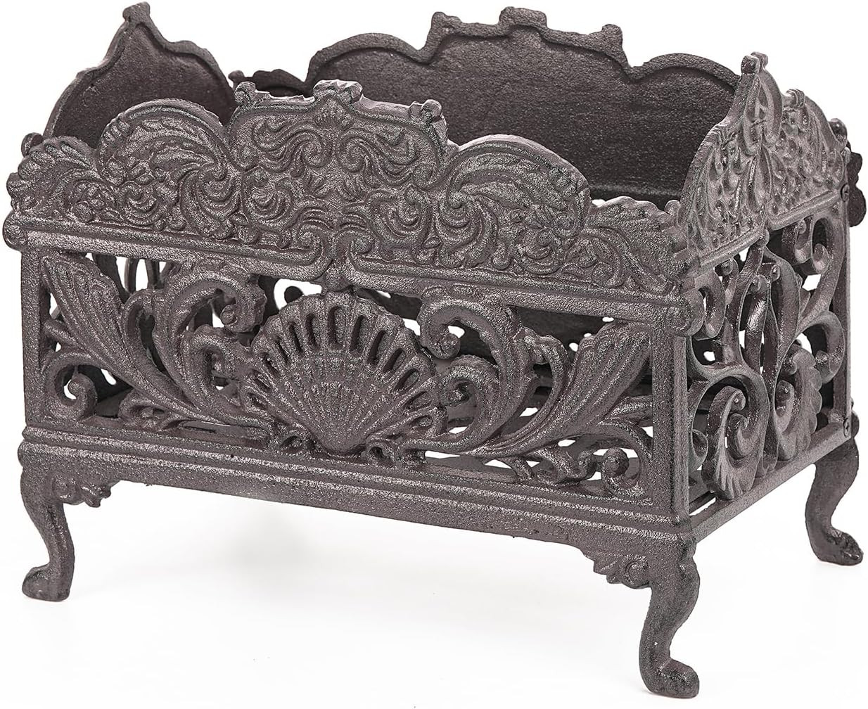 Vintage Cast Iron Storage Basket - Dark Brown