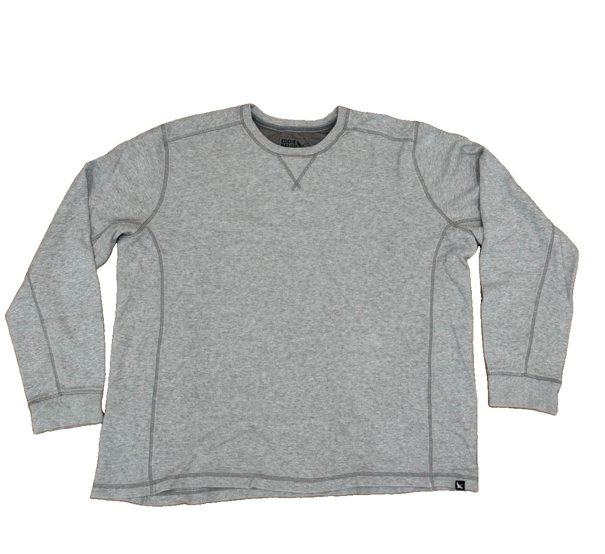 Eddie Bauer Men’s 3XL Tall Gray Waffle Knit Thermal Crewneck Long Sleeve Shirt