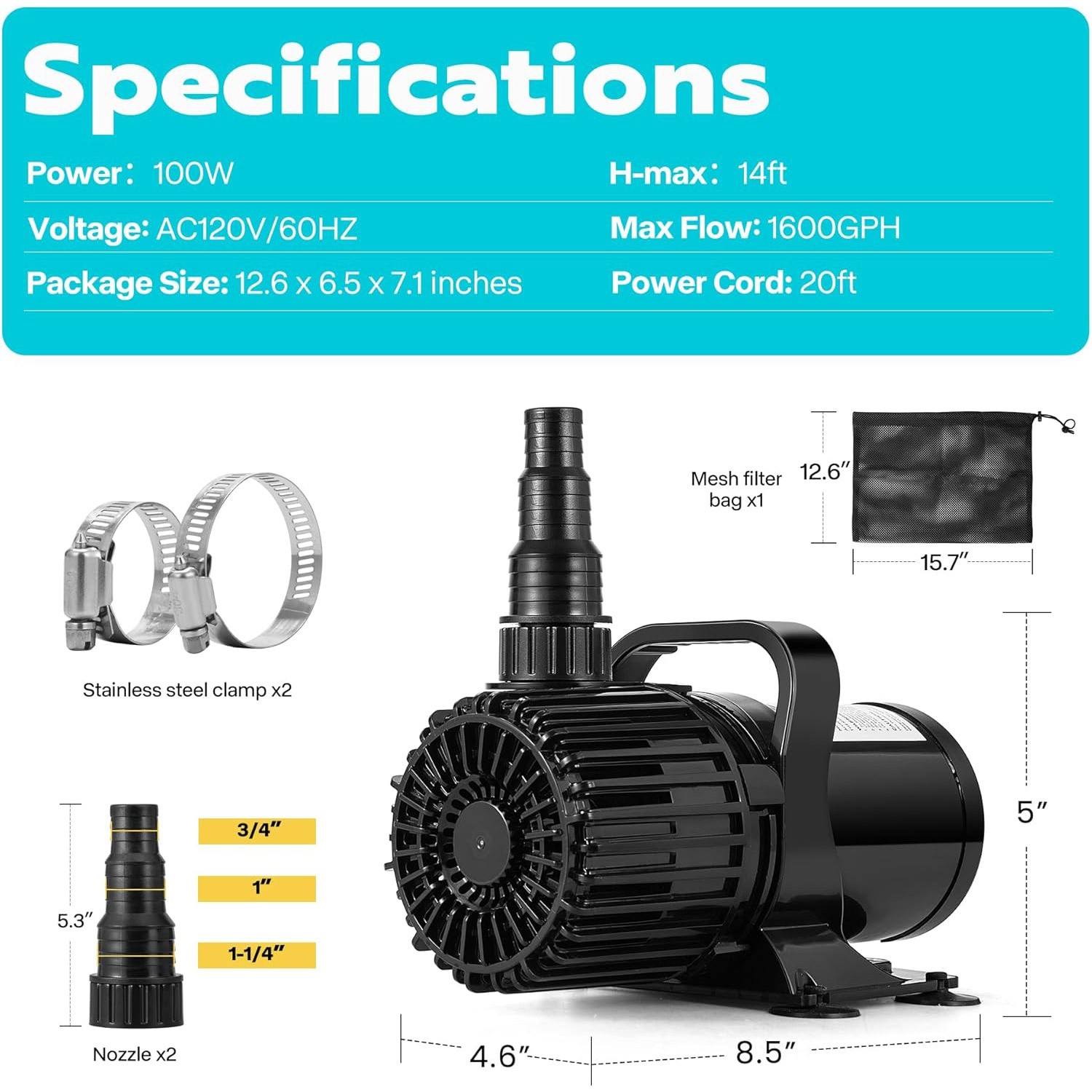 Submersible Pond Pump 1600-3000GPH Quiet Waterfall Fountain Aquarium Fish Tank Submersible Pond Pump 1600-3000GPH Quiet Waterfall Fountain Aquarium Fish Tank