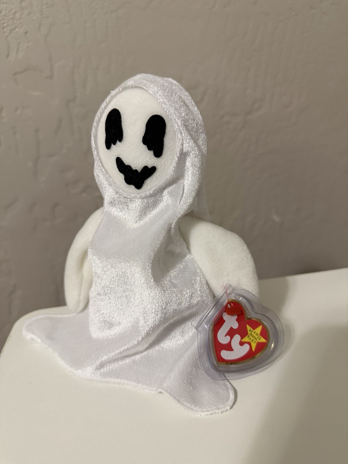 TY Beanie Baby Sheets Ghost 1999 Halloween Retired White Plush w/ Tag Protector TY Beanie Baby Sheets Ghost 1999 Halloween Retired White Plush w/ Tag Protector