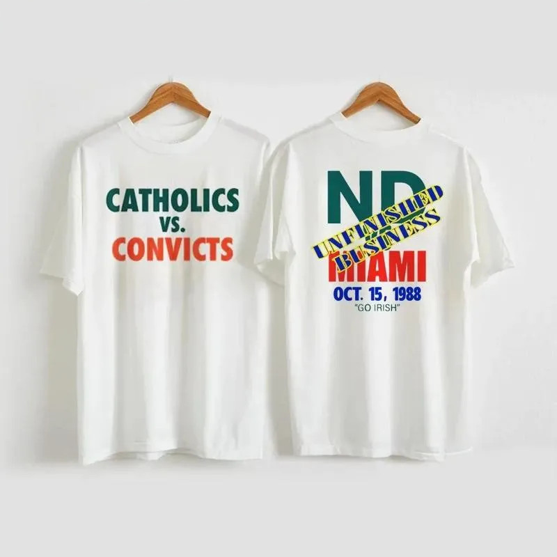Vintage Styles Catholics Vs Convicts Vintage 1988 Notre Dame Vs Miami Football G
