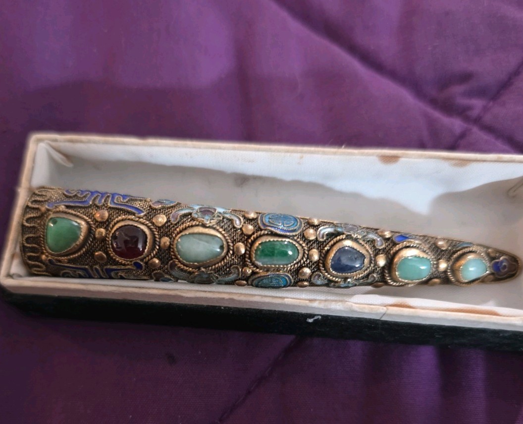 Antique Chinese Fingernail Guard (Zhijiatao) From The Late Qing Dynasty. Rare