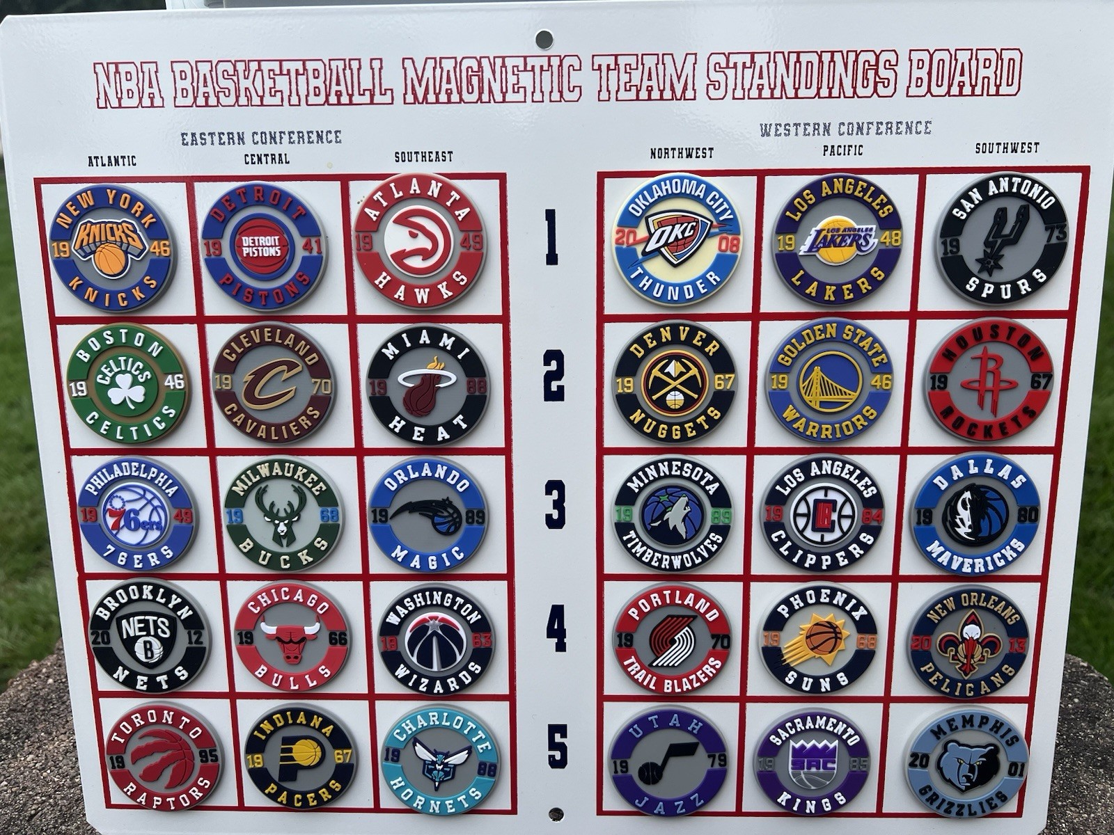 VINTAGE NBA MAGNETIC TEAM STANDINGS BOARD 2026 FULL SET RUBBER FRIDGE MAGNETS VINTAGE NBA MAGNETIC TEAM STANDINGS BOARD 2026 FULL SET RUBBER FRIDGE MAGNETS