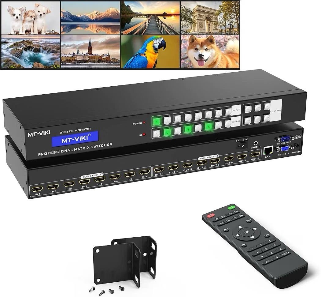 MT-VIKI 8x8 HDMI Matrix Switch 4K@30Hz Web GUI Audio Extractor Remote RS232 LAN