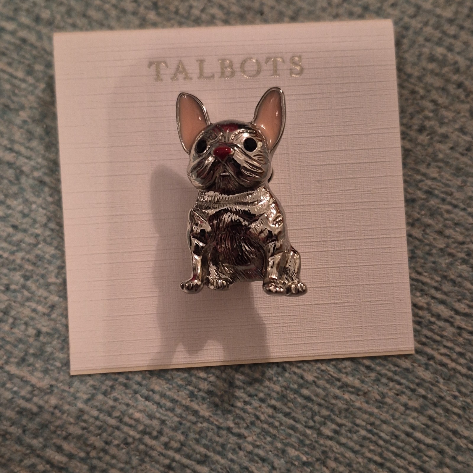 Talbots NWT Dog Booch Silver Tone Pink Ears Talbots NWT Dog Booch Silver Tone Pink Ears