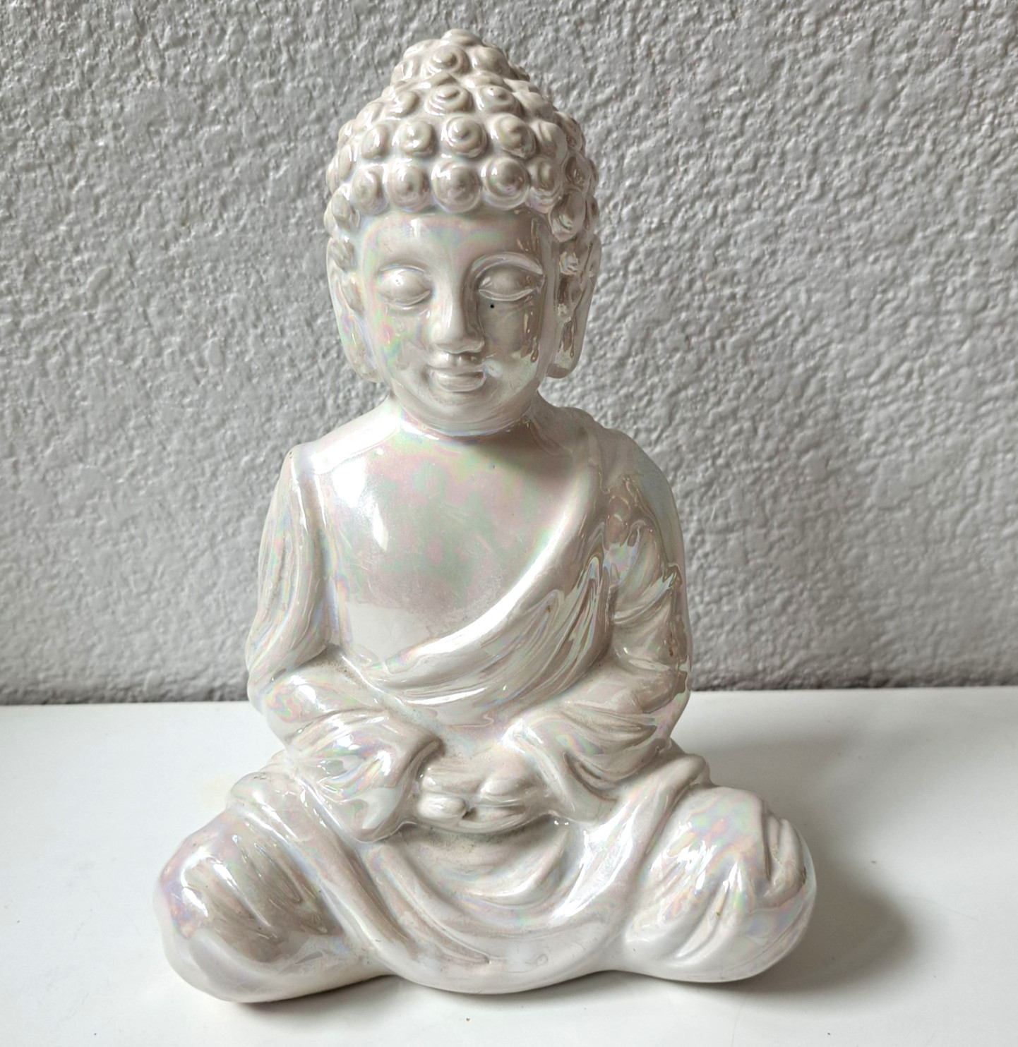 Sitting Buddha Statue Figurine Decor Iridescent Ceramic 7.5 Sitting Buddha Statue Figurine Decor Iridescent Ceramic 7.5
