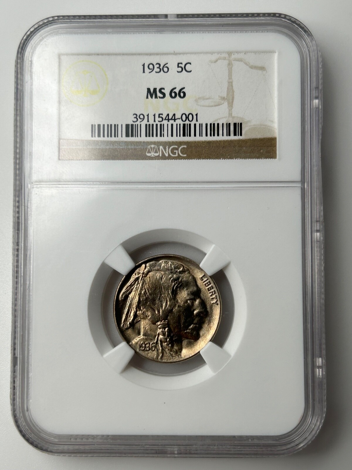 1936 P Buffalo Nickel NGC MS66 Nicely Toned