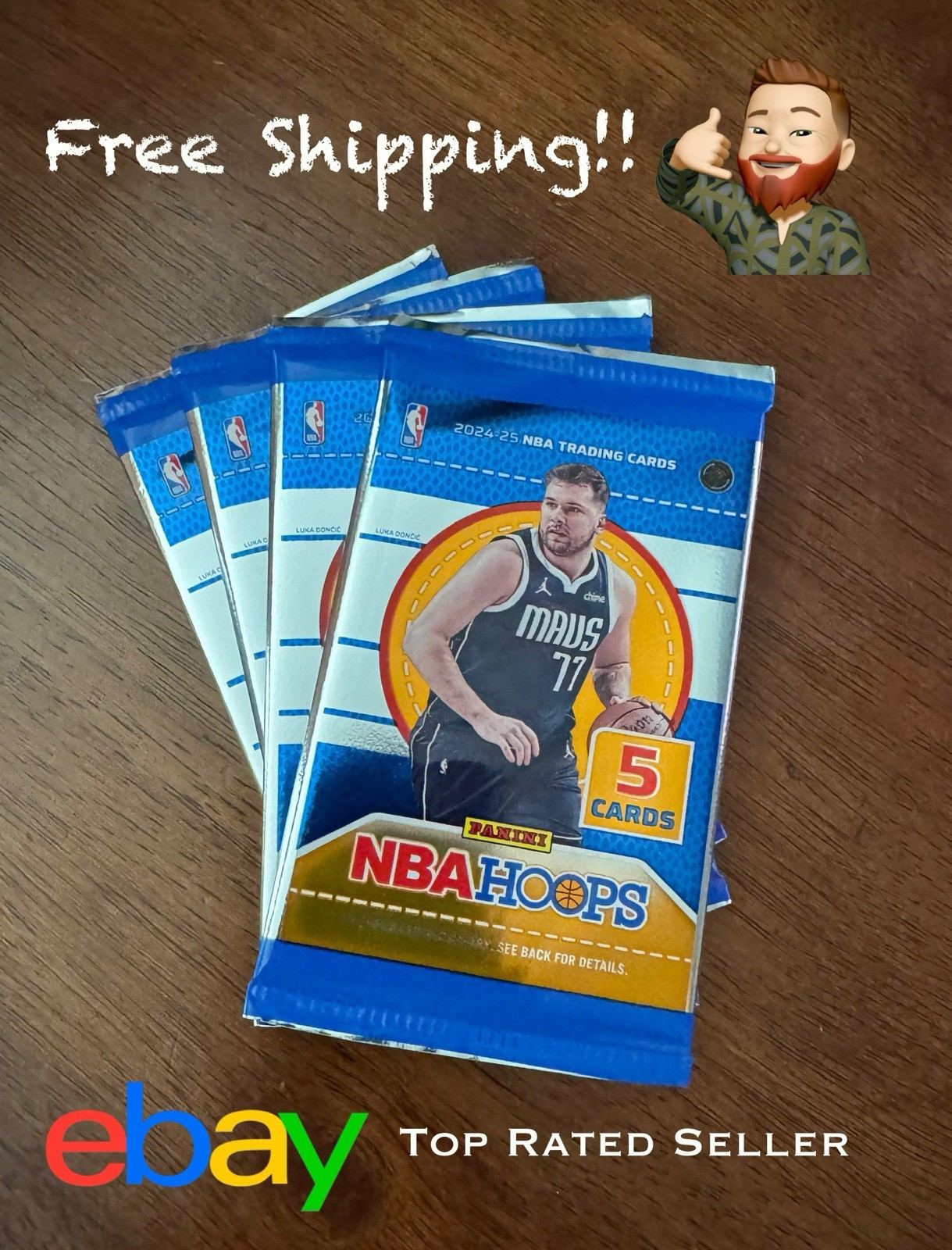 Lot Of 4: 2024-25 Panini Nba Hoops 5 Card Packs Sealed 