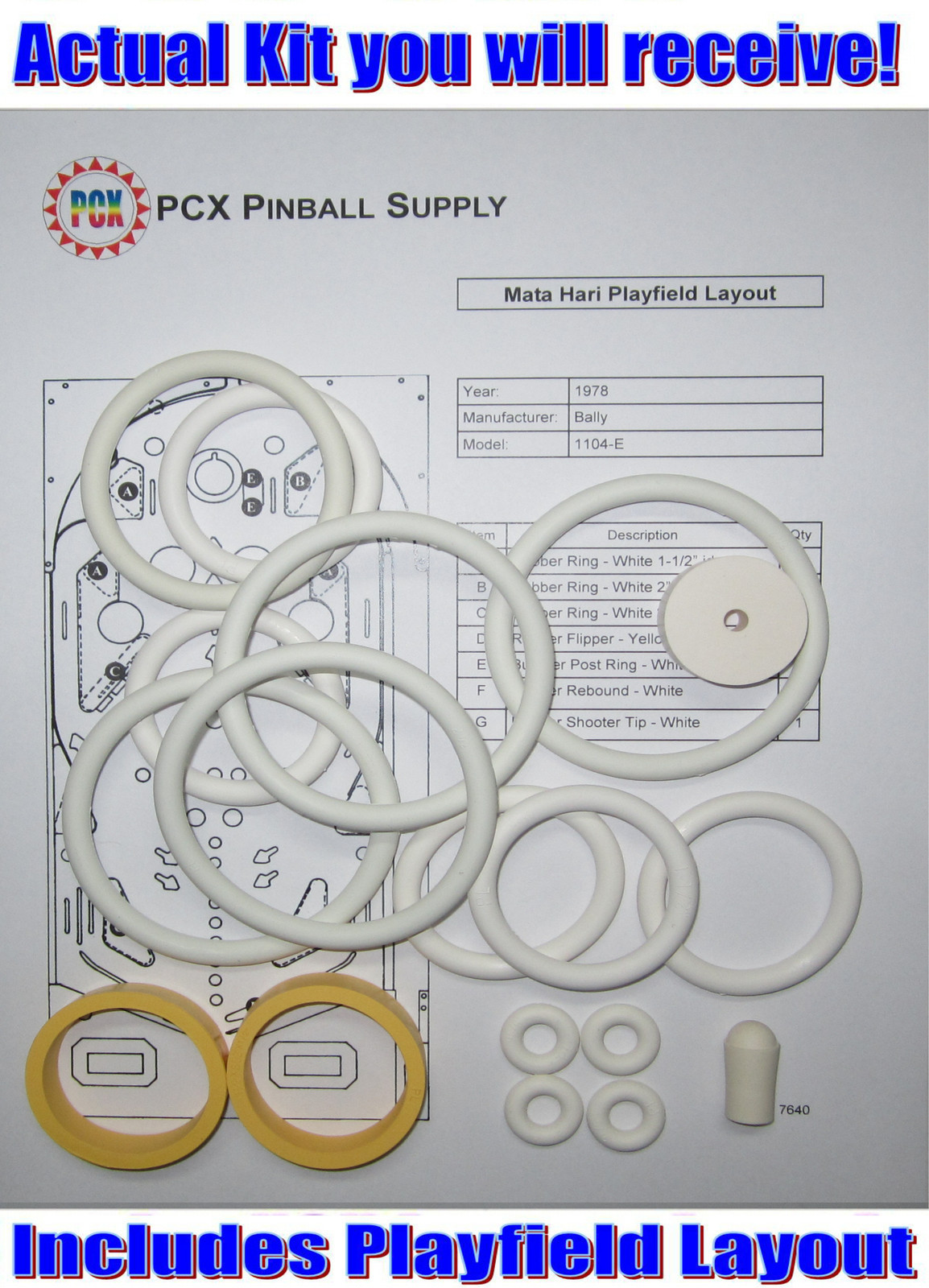 1978 Bally Mata Hari Pinball Machine Rubber Ring Kit