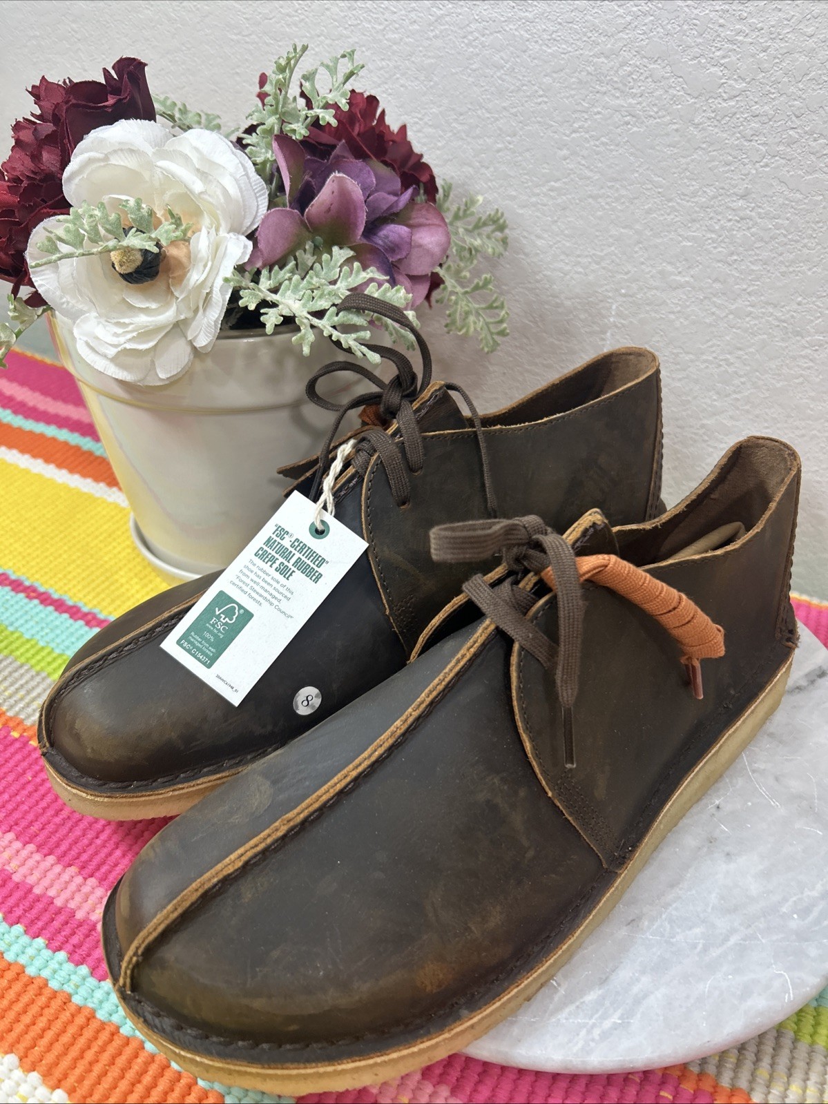NEW Clarks Desert Trek Oxford Beeswax Brown Chuka Boots Lace Shoes Men’s US 12 M