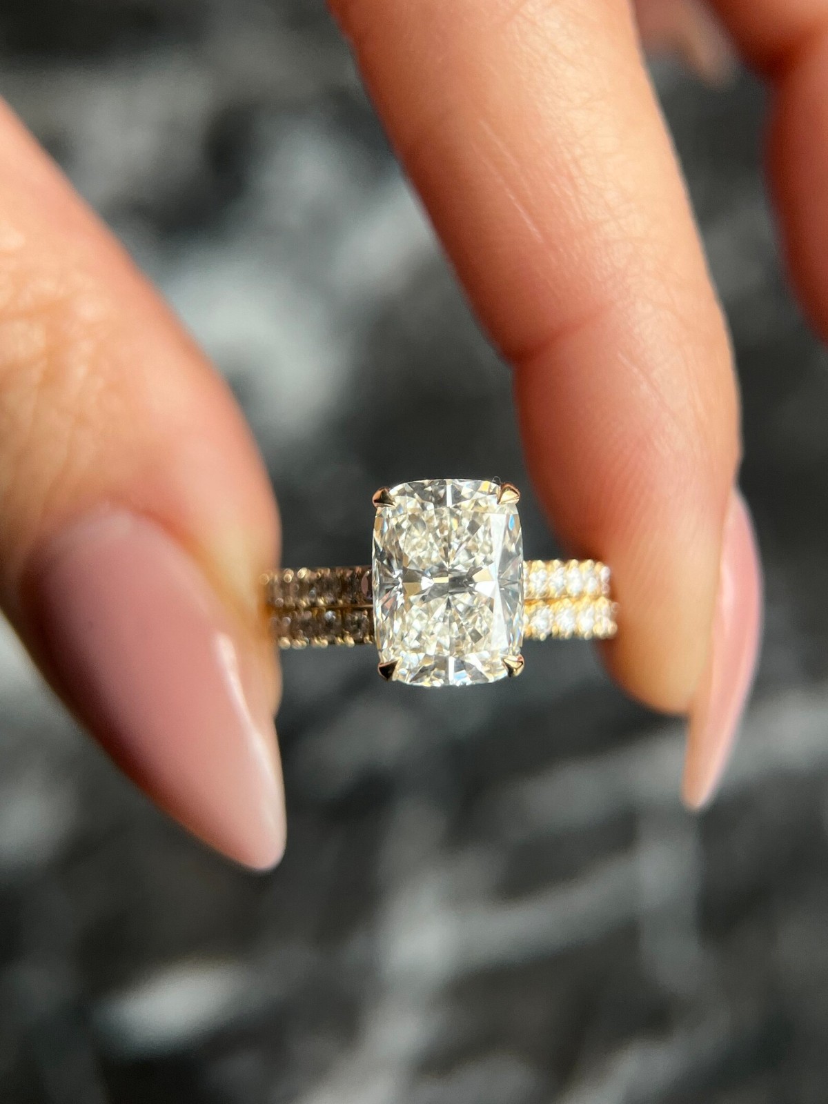 3.50 Ct Elongated Cushion Cut Lab Grown Diamond Ring E Color VVS2 IGI Certified