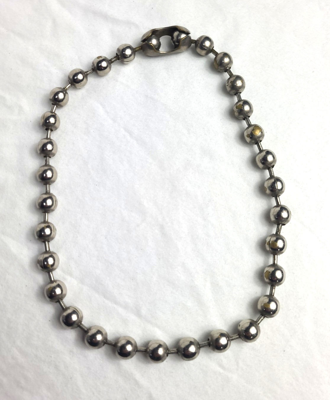 Vintage Silver Tone Ball Link Necklace Unique Clasp