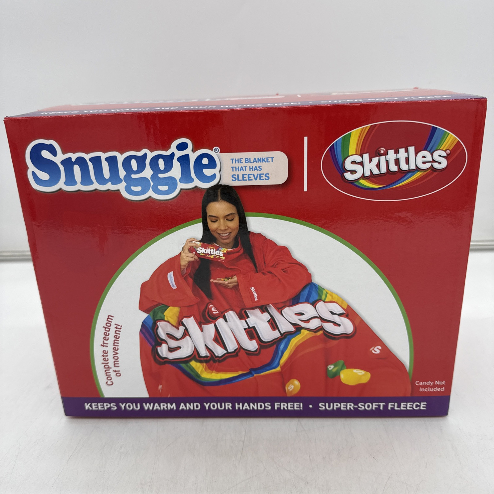 Snuggie Skittles Wearable Super Soft Fleece Blanket with Sleeves 71” x 54” New Snuggie Skittles Wearable Super Soft Fleece Blanket with Sleeves 71” x 54” New