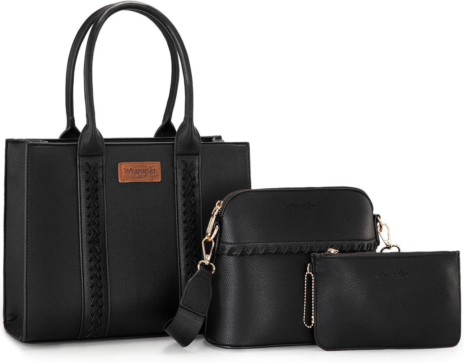 Wrangler 3PCS Purses for Women Tote Bag Crossbody Handbag and Wallet Set with Gu
