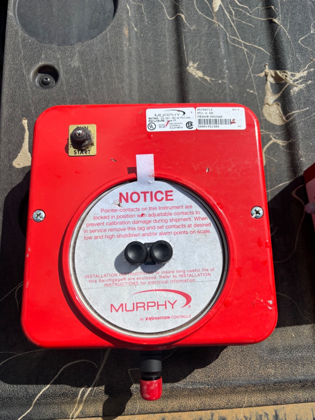 Murphy OPLC-A-600 Swichgage Pressure Switch Gauge Murphy OPLC-A-600 Swichgage Pressure Switch Gauge