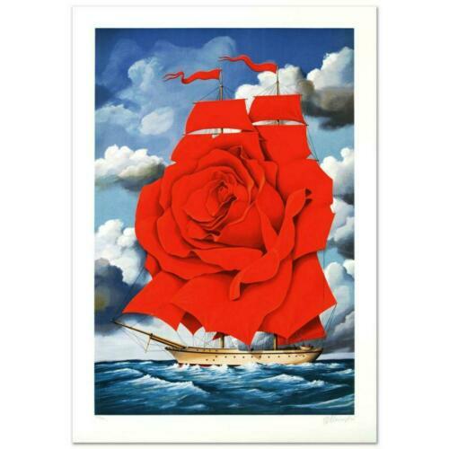 Rafal Olbinski Red Rose Ship Limited Edition Signed and Numbered COA Rafal Olbinski Red Rose Ship Limited Edition Signed and Numbered COA