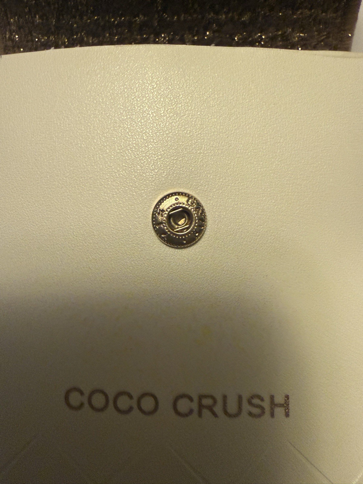 CHANEL Coco Crush White/Gold Envelope Pouch Charm Detachable Chain CC Logo