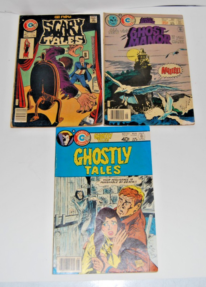 Charlton Comics Horror Lot Ghostly Tales #137, Scary Tales #5, Ghost Manor #33