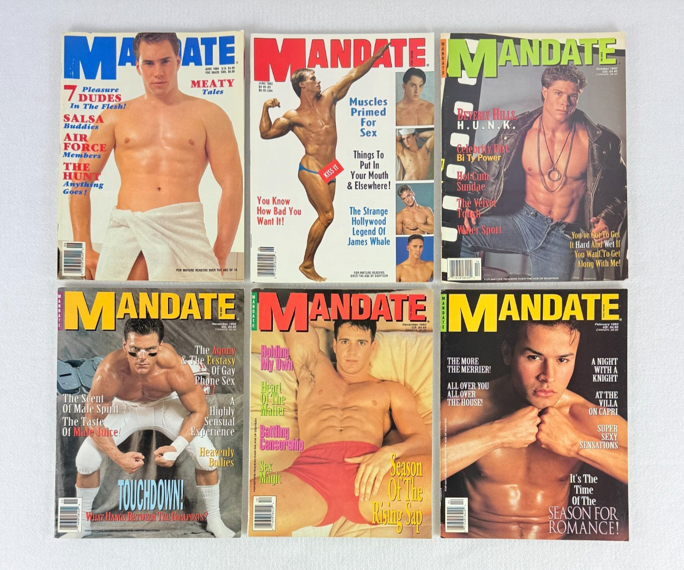 MANDATE Magazine Lot 6 Issues 1989-1993 Vintage LGBTQ+ Periodical Collection