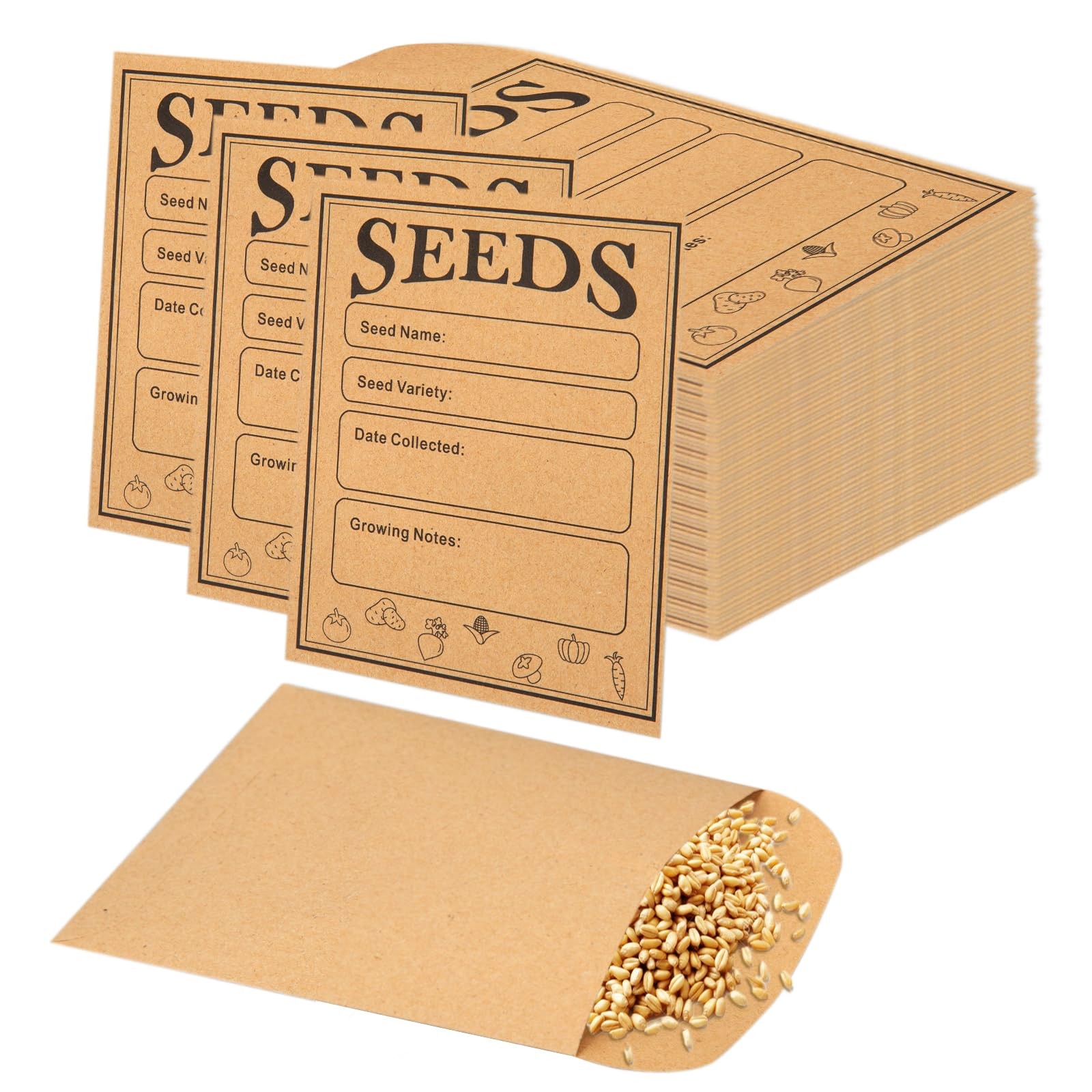 150pcs Seed Saving Envelopes, 4.7x3.1 Inch Reusable Seed Kraft Storage Organizer 150pcs Seed Saving Envelopes, 4.7x3.1 Inch Reusable Seed Kraft Storage Organizer