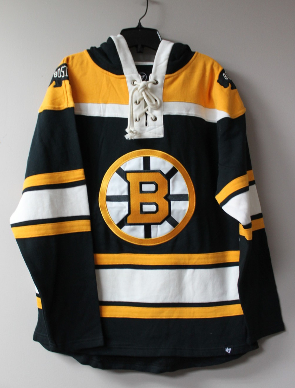 New NHL Boston Bruins Lacer jersey style mid weight cotton hoodie men\'s M