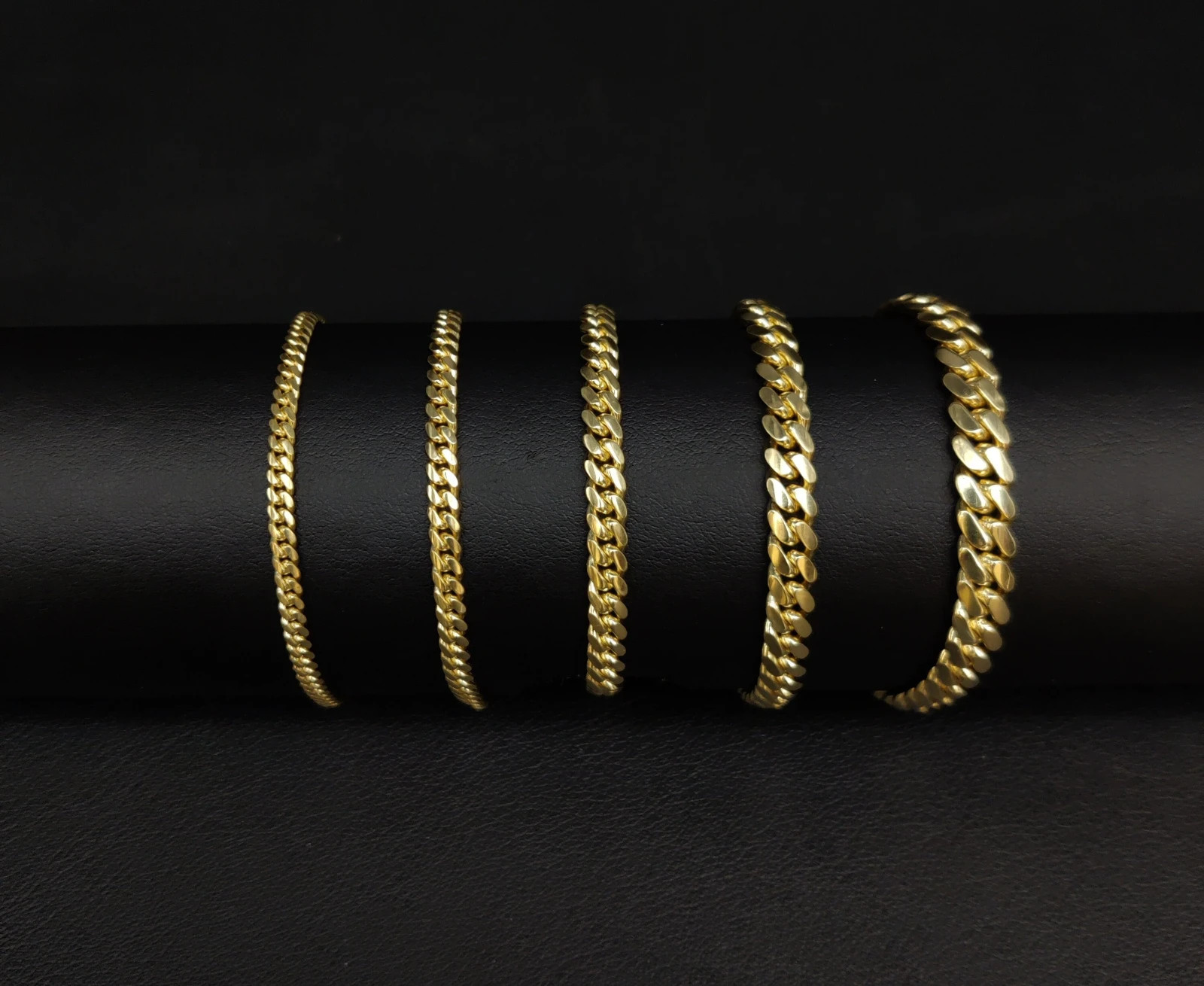 10k SOLID Yellow Gold 2mm - 7mm Miami Cuban Chain Bracelet Real 10k SOLID Yellow Gold 2mm - 7mm Miami Cuban Chain Bracelet Real