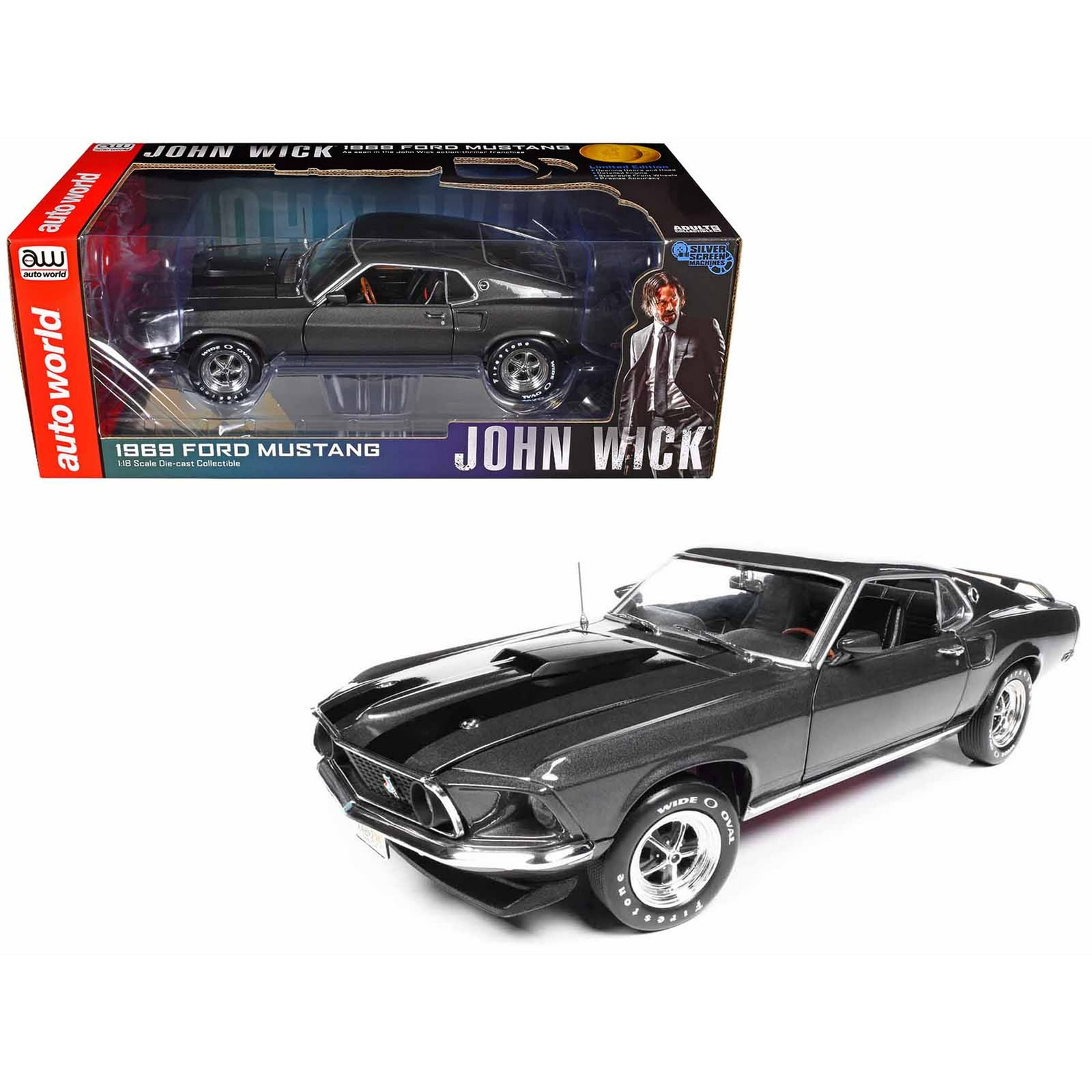 1969 Ford Mustang Dark Gray Metallic w/ Black Stripes \