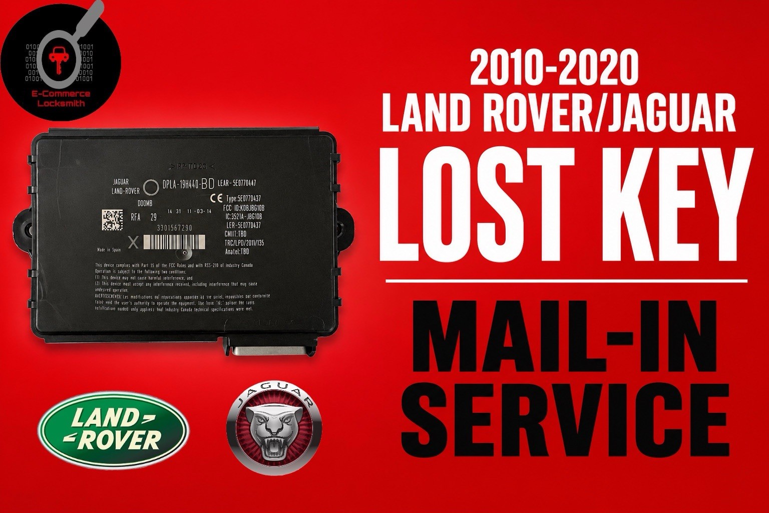 🔑2010-2020 LAND ROVER/JAGUAR Lost Key Replacement Mail In Programming Service🔑