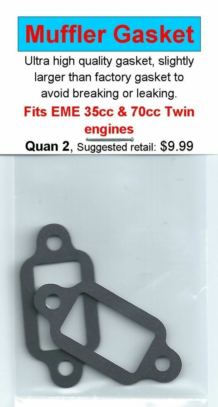 EME 35cc & 70cc Twin Exhaust/Muffler Gasket 2 Pack NIP EME 35cc & 70cc Twin Exhaust/Muffler Gasket 2 Pack NIP