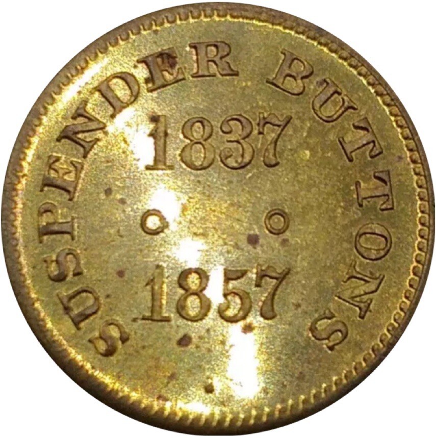 (1863) Aaron Whites Satirical Suspender Buttons Political Merchant Token