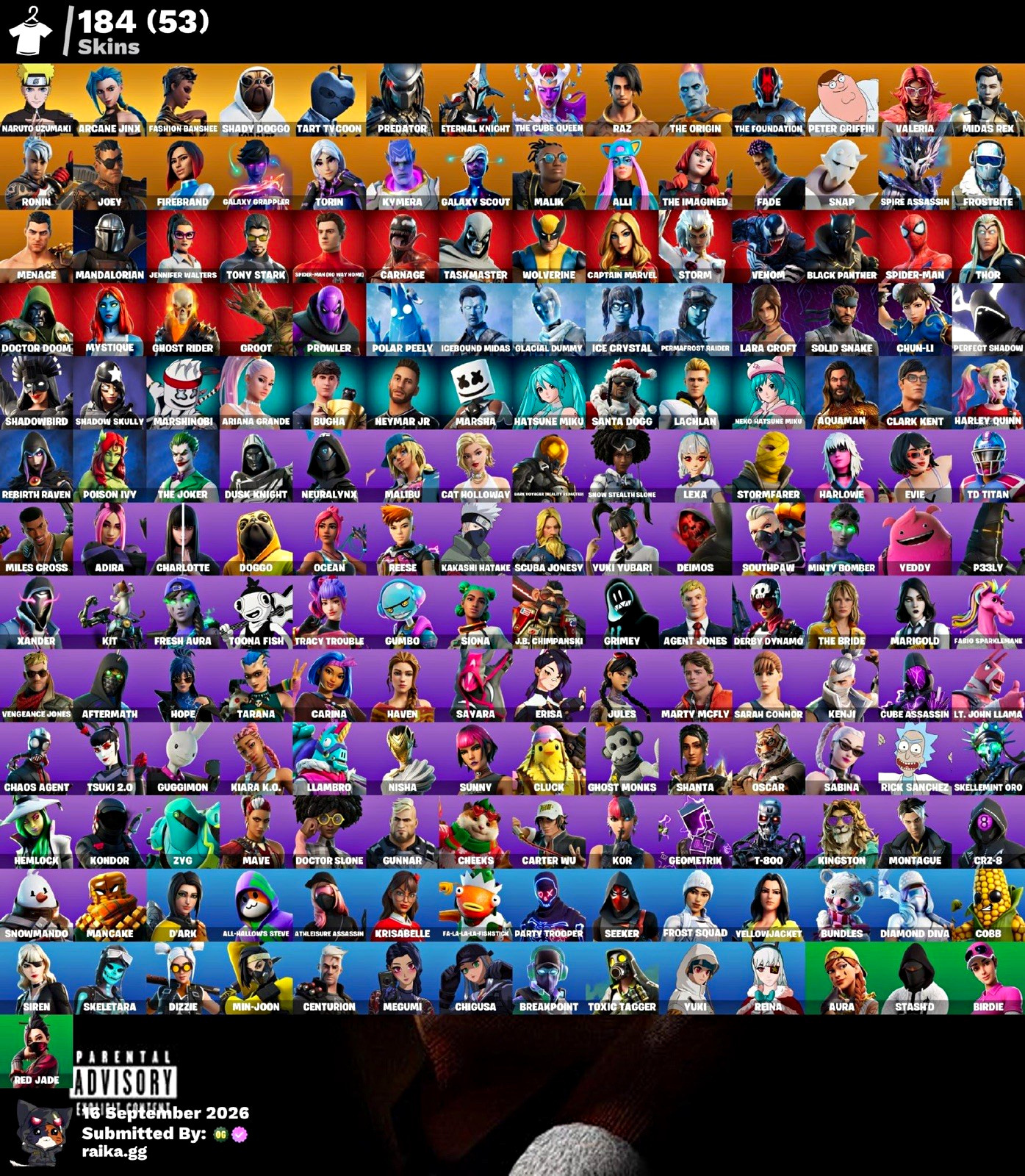 Send me message for info 184 skin exclusives skin