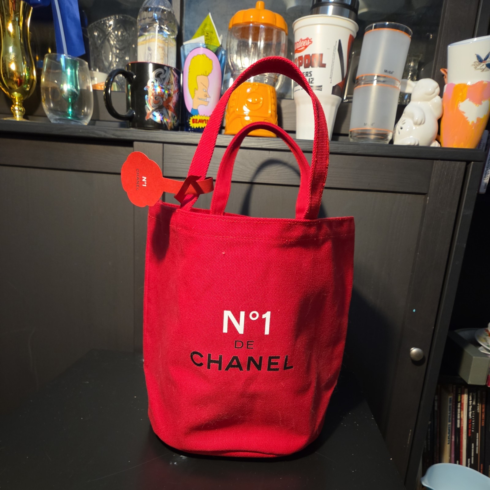 CHANEL N°1 Tote Bag Cotton Red Camellia Novelty Japan CHANEL N°1 Tote Bag Cotton Red Camellia Novelty Japan