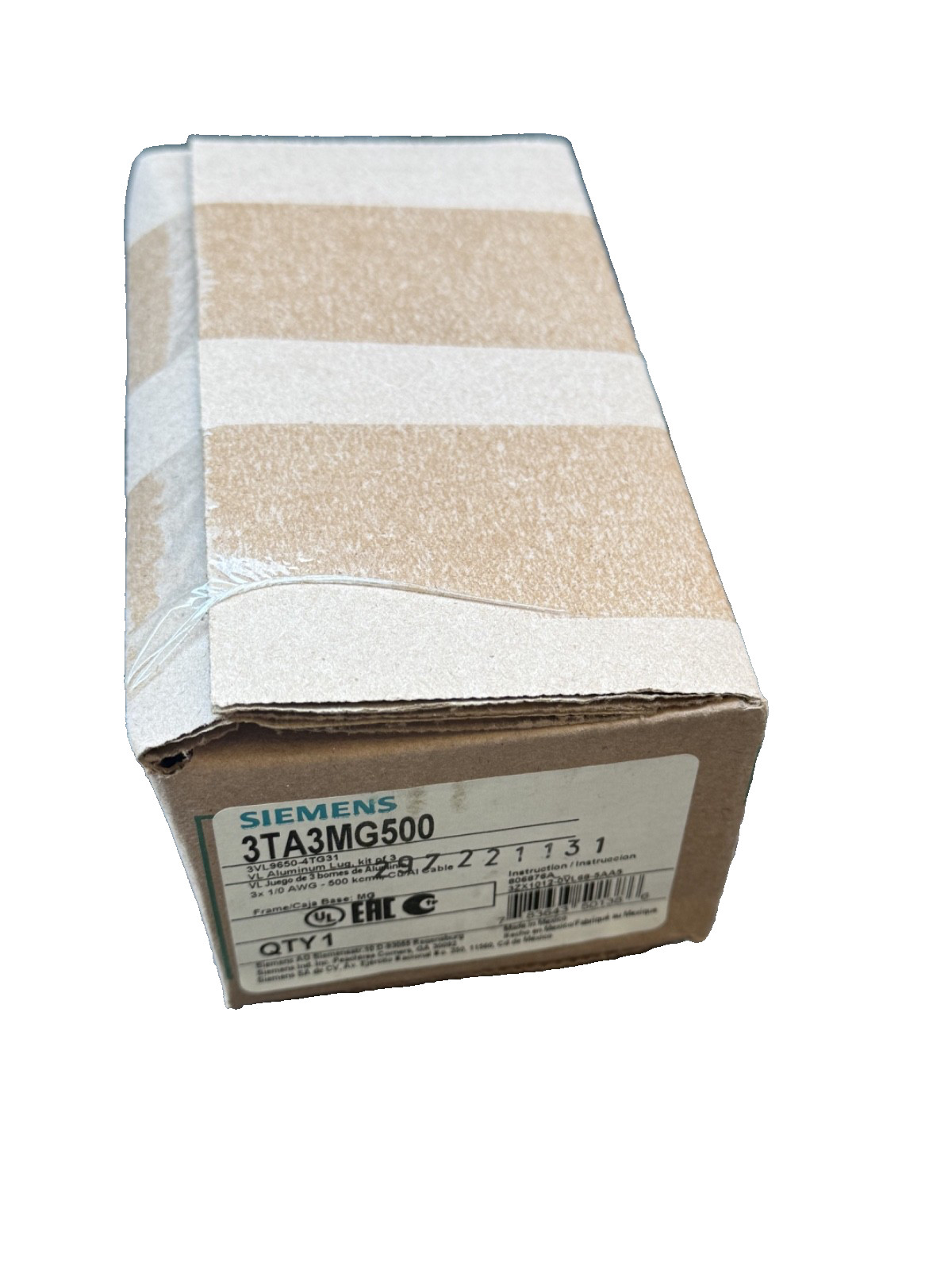 NEW Siemens 3TA3MG500 / TA3MG500 VL Breaker Lug Kit - NEW IN BOX - IN STOCK NEW Siemens 3TA3MG500 / TA3MG500 VL Breaker Lug Kit - NEW IN BOX - IN STOCK