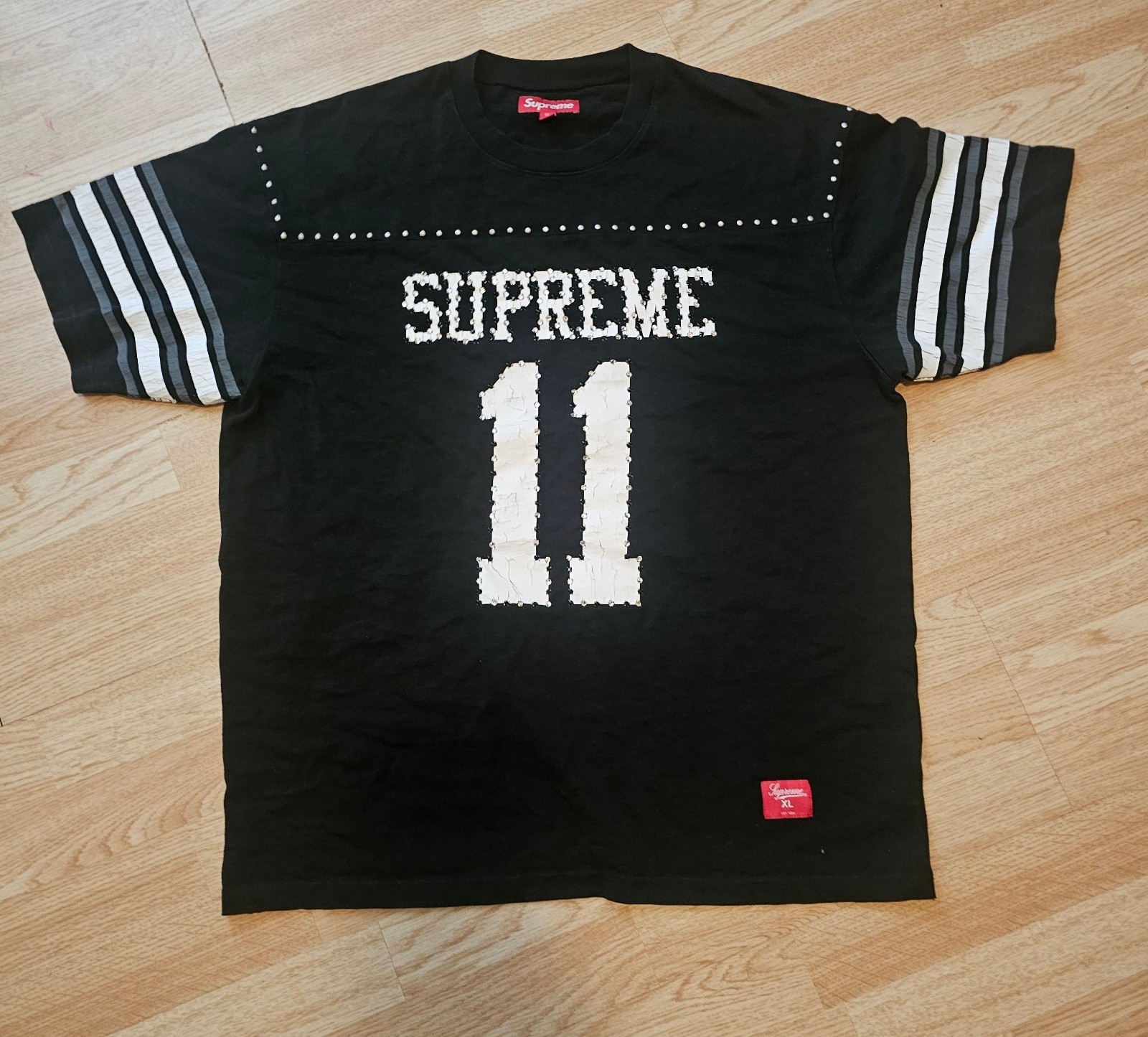 Size XL Supreme Studded Football Top Black