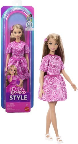 WB Mattel-Barbie Fashionista Doll #249 With Pink Paisley Dress, Blonde Hair WB Mattel-Barbie Fashionista Doll #249 With Pink Paisley Dress, Blonde Hair