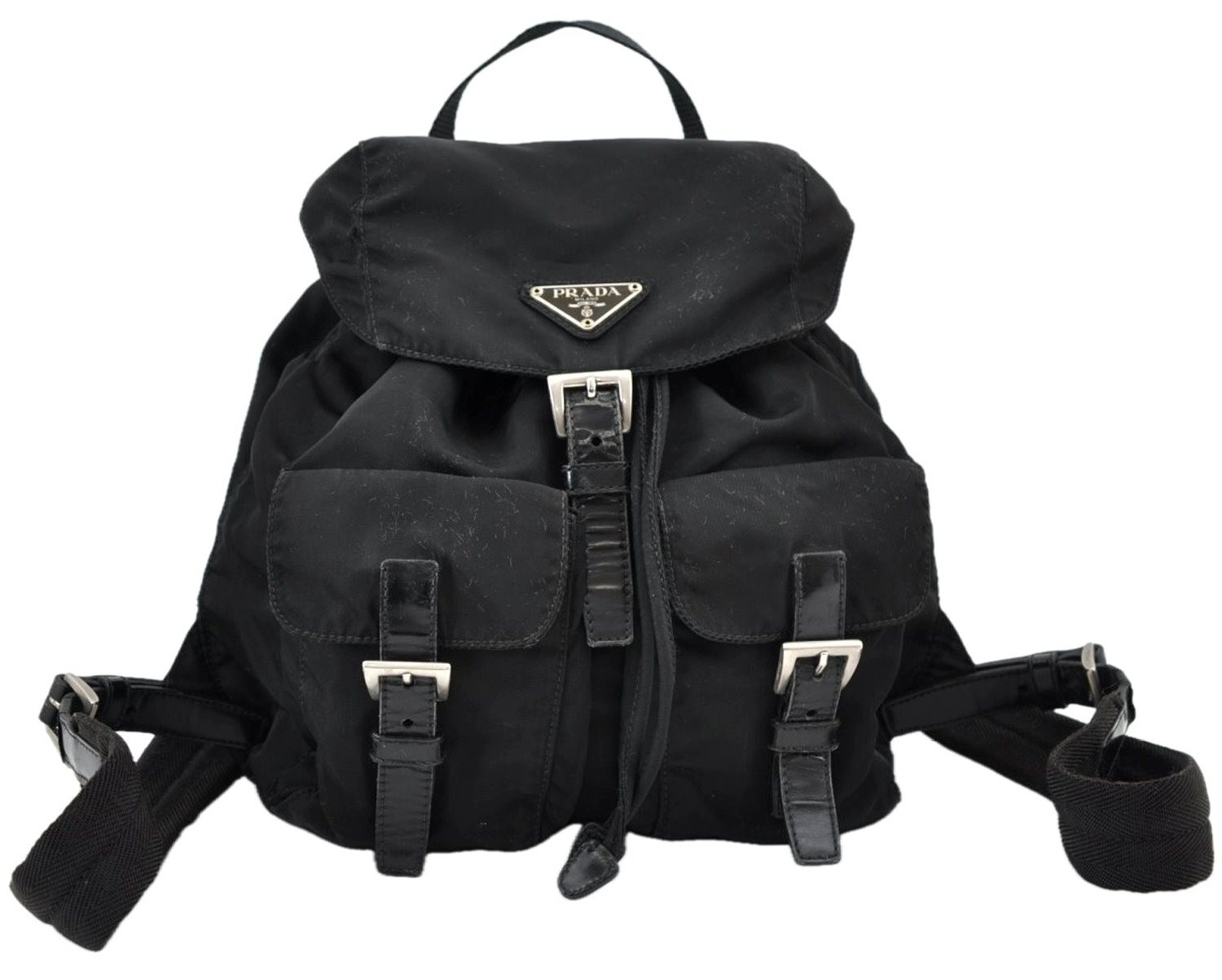 Authentic PRADA Nylon Leather Backpack Purse Black AC980 Authentic PRADA Nylon Leather Backpack Purse Black AC980