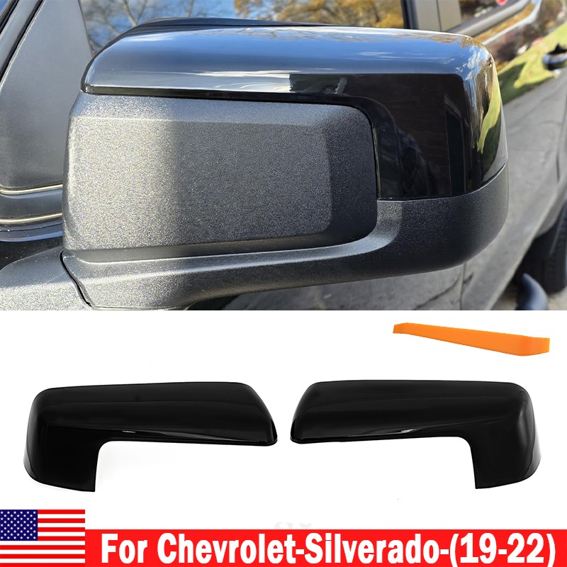 For 2019-26 Chevy Silverado GMC Sierra GLOSS BLACK REPLACEMENT Mirror Cover Caps