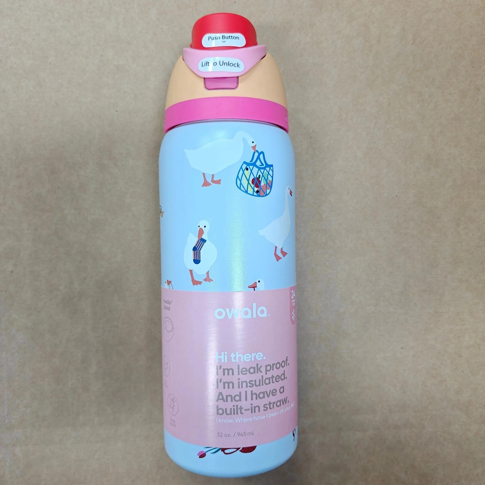Owala UO Exclusive Silly Goose FreeSip 32 oz Water Bottle New In Box Owala UO Exclusive Silly Goose FreeSip 32 oz Water Bottle New In Box