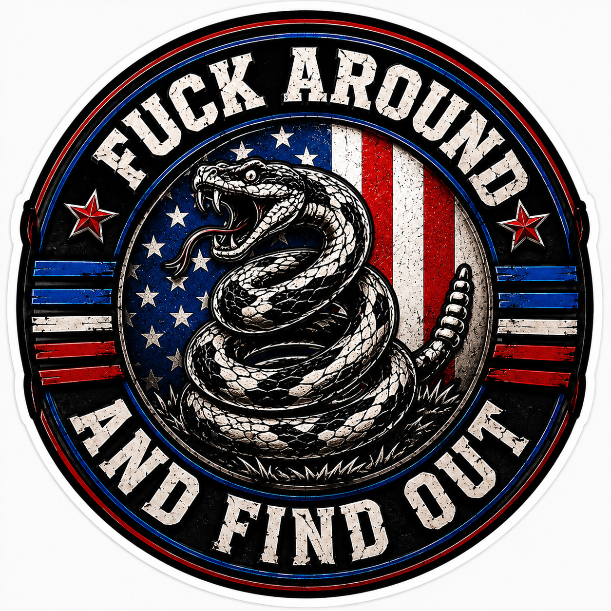 Fk Around Find Out Snake Vinyl Decal Sticker FAFO Gadsden Patriotic Car Truck