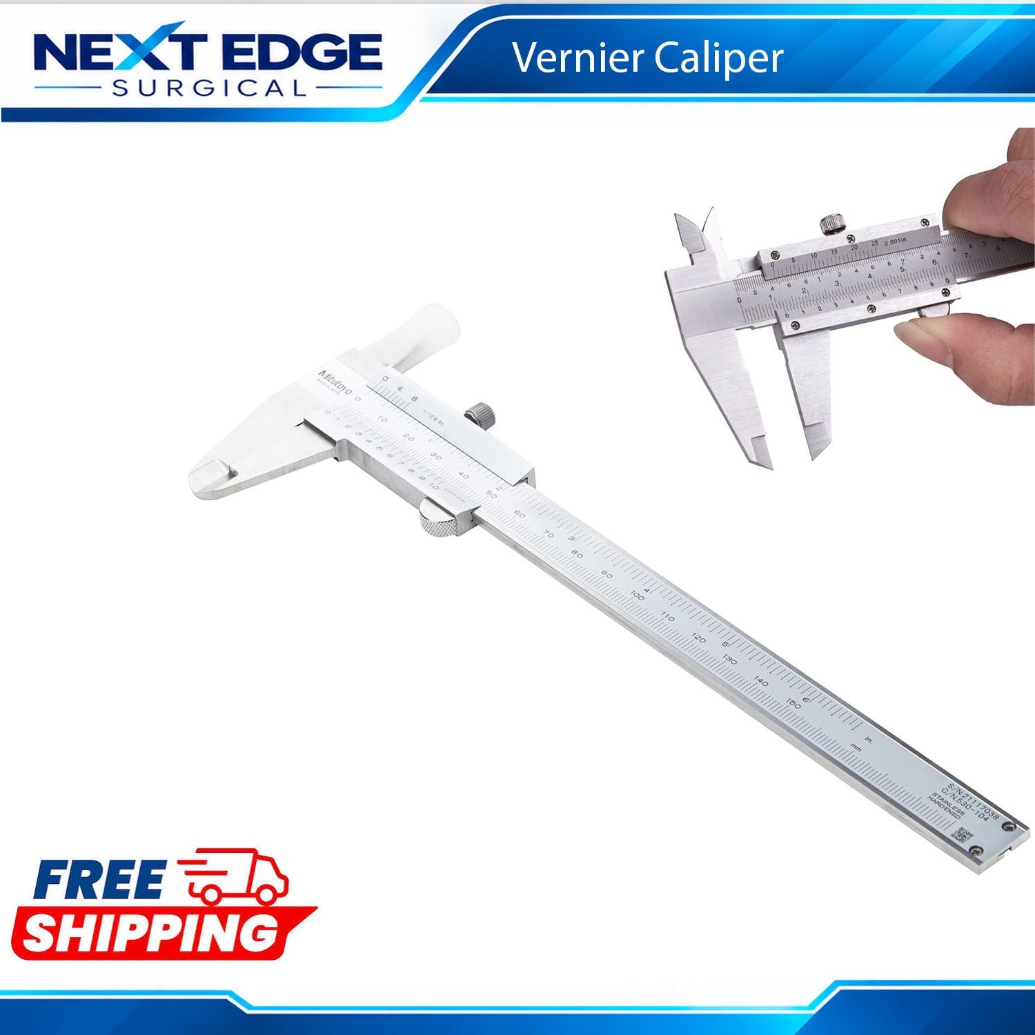 150mm Vernier Caliper Stainless Steel Metric 0.05mm Resolution ±0.05mm
