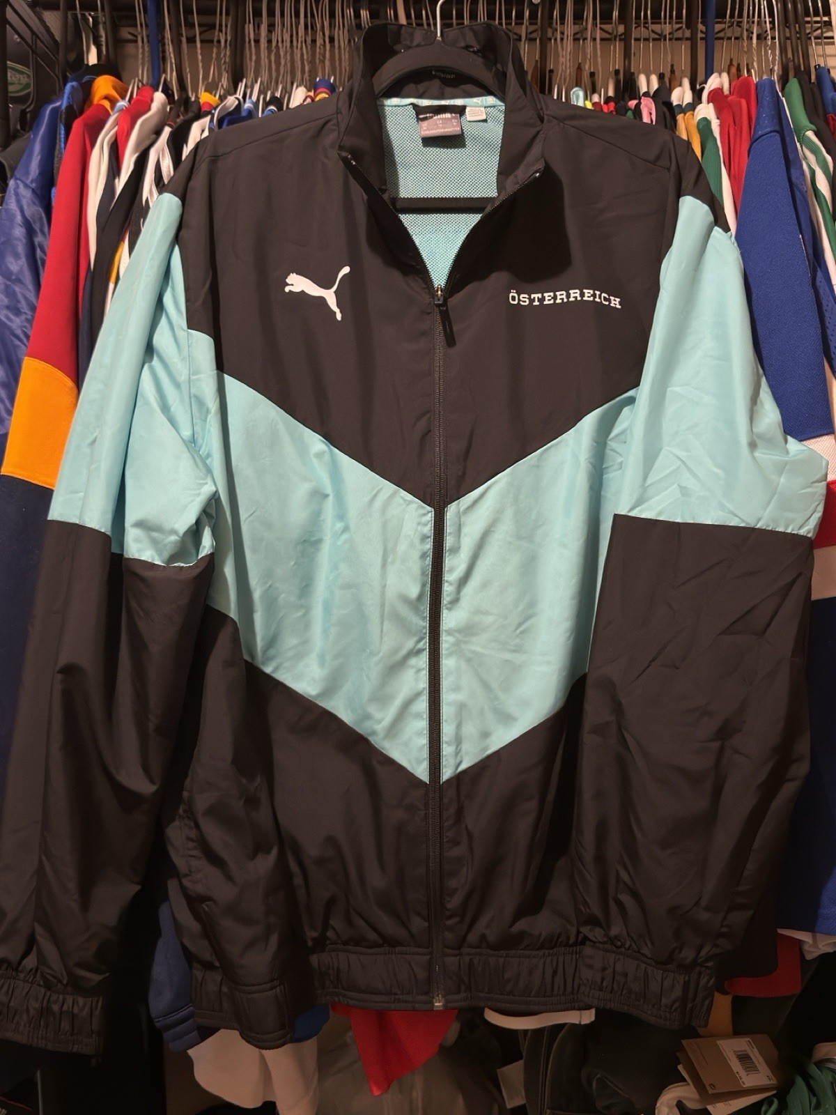 Puma Austria Osterreich Track Jacket Mens XL First Mile Black Teal Full Zip 
