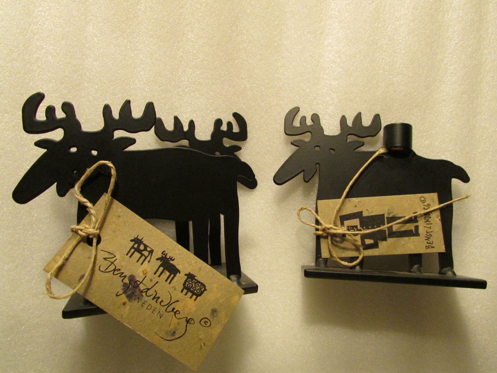 2 lot Bengt Lindberg Metal MOOSE Napkin & Candle Holder Swedish Scandinavian VTG 2 lot Bengt Lindberg Metal MOOSE Napkin & Candle Holder Swedish Scandinavian VTG