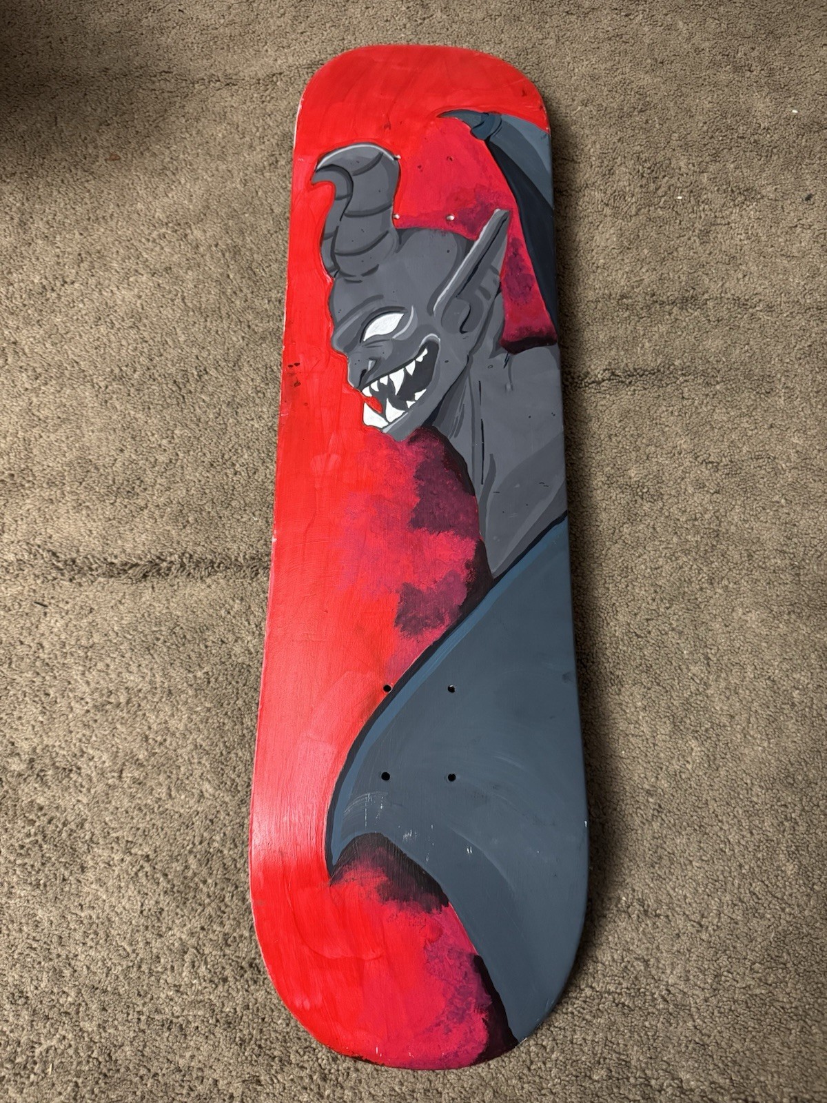 RARE Chocolate Skateboard Deck Devil Demon Painted OG Concave VTG RARE Chocolate Skateboard Deck Devil Demon Painted OG Concave VTG