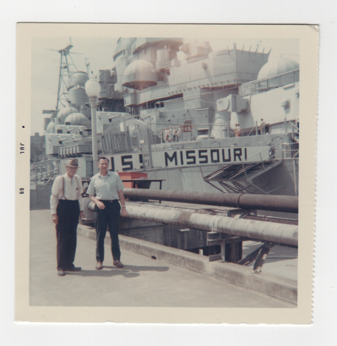 Vintage 1969 Photo USS Missouri BB-63 Battleship Navy Ship Dockside Snapshot 60s