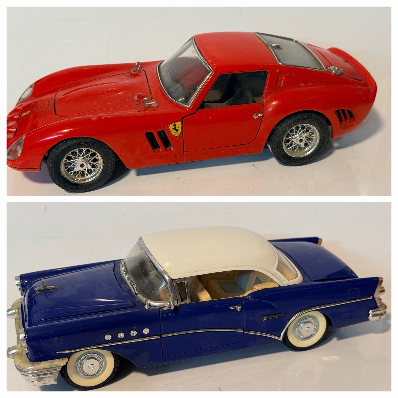 Bburago 1:18 62 Ferrari 250 GTO Red &55 Buick Century Hardtop Blue By Mira As Is Bburago 1:18 62 Ferrari 250 GTO Red &55 Buick Century Hardtop Blue By Mira As Is