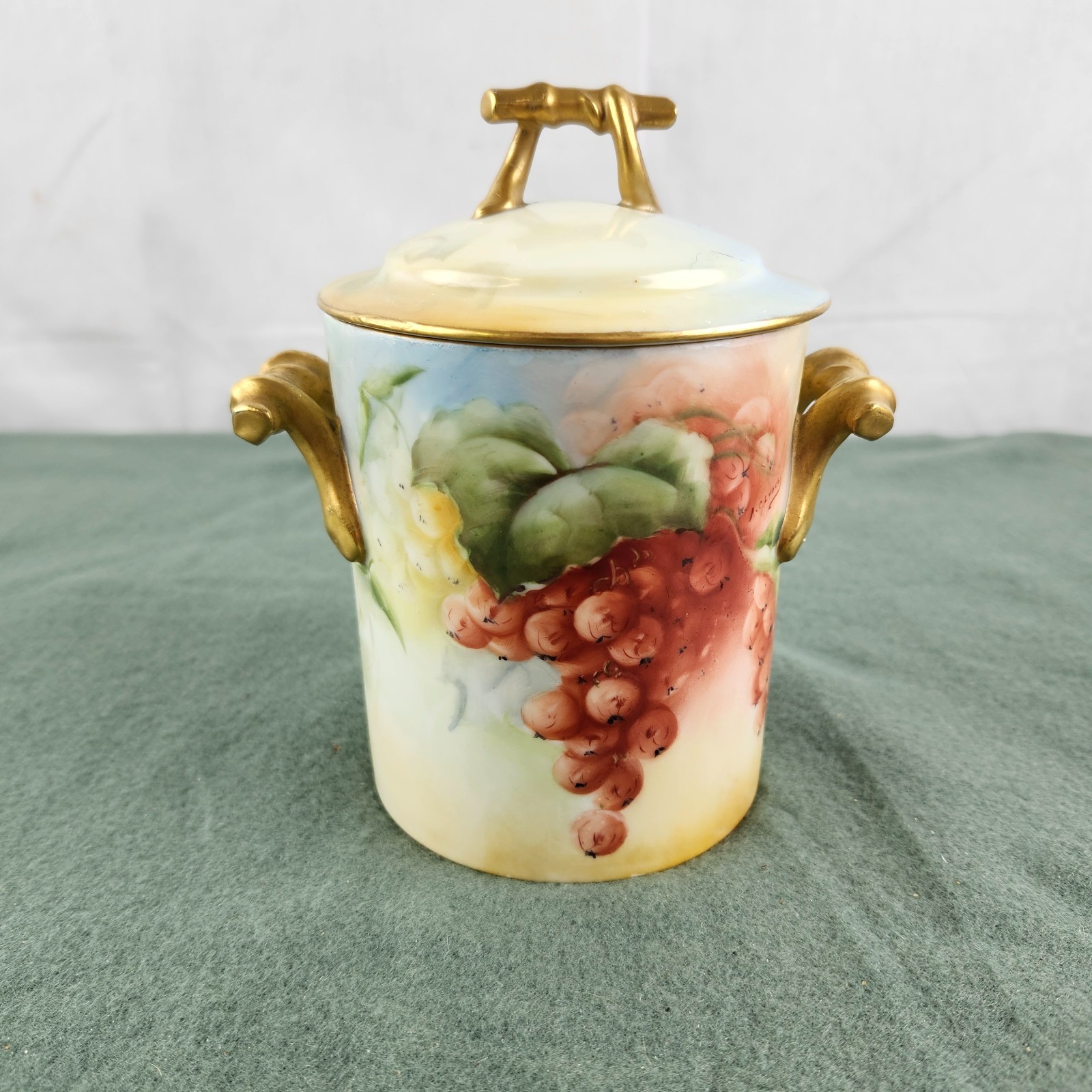 Antique GDA France Limoges Condensed Milk Container W/ Lid Gold Scroll Grapes Antique GDA France Limoges Condensed Milk Container W/ Lid Gold Scroll Grapes